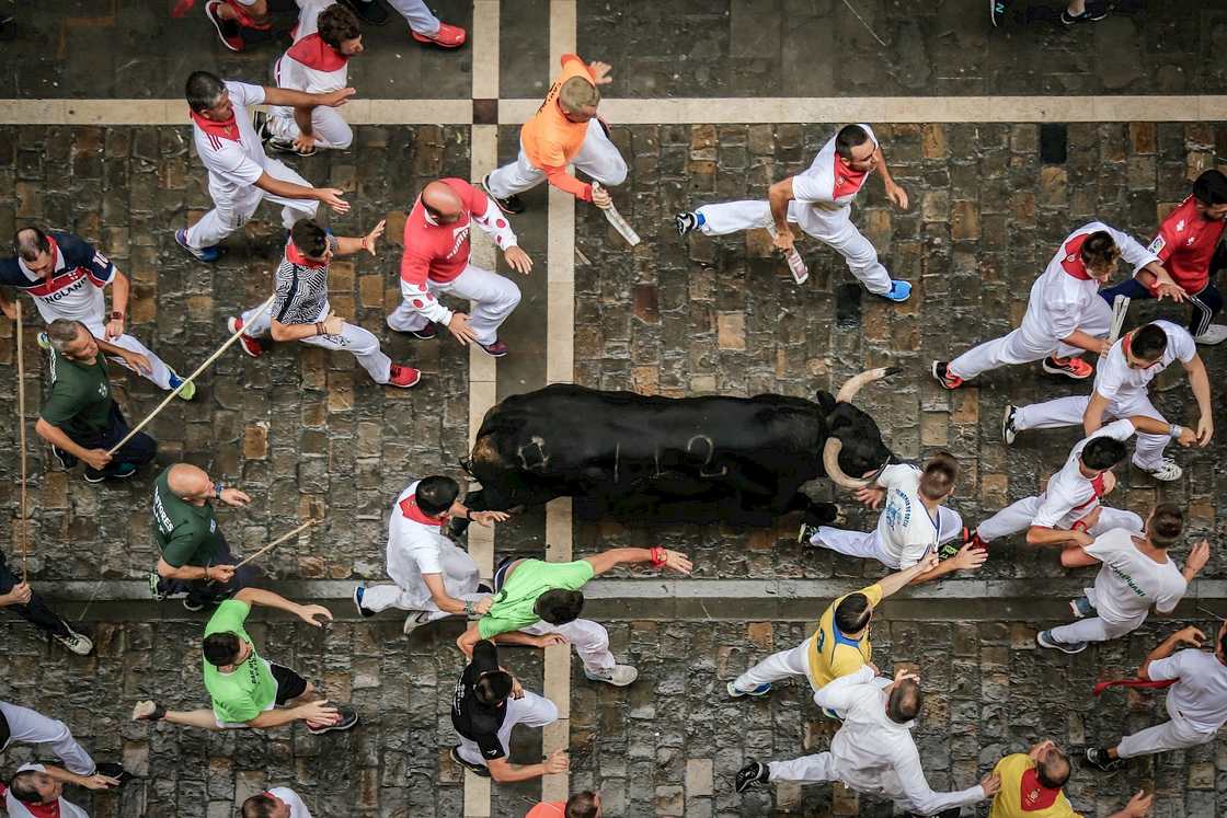 Vue aérienne de l’Encierro de San Fermín