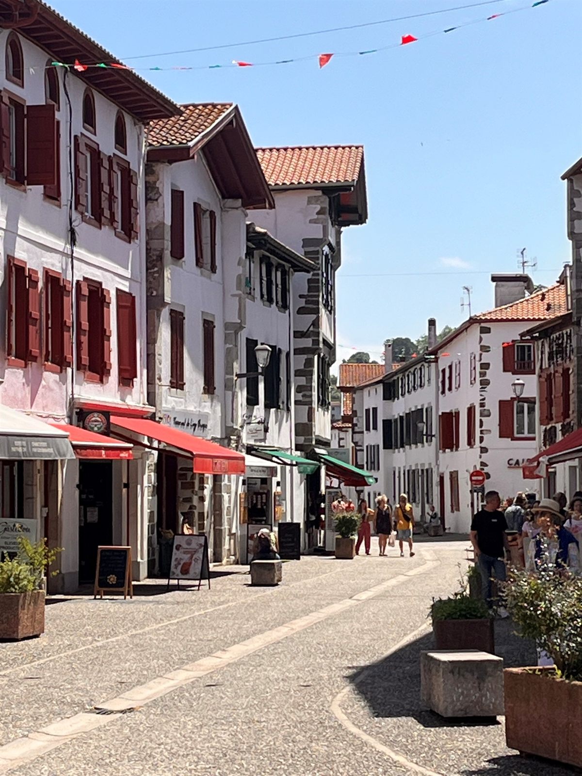 Calle de un pueblo con casas tradicionales vascas